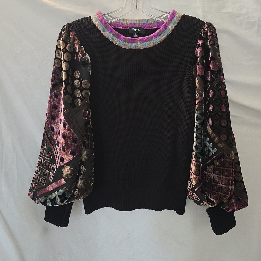 Fate Ribbed Top W/long Velvet Sleeves Boho-chic Peasant Fairycore Sz S